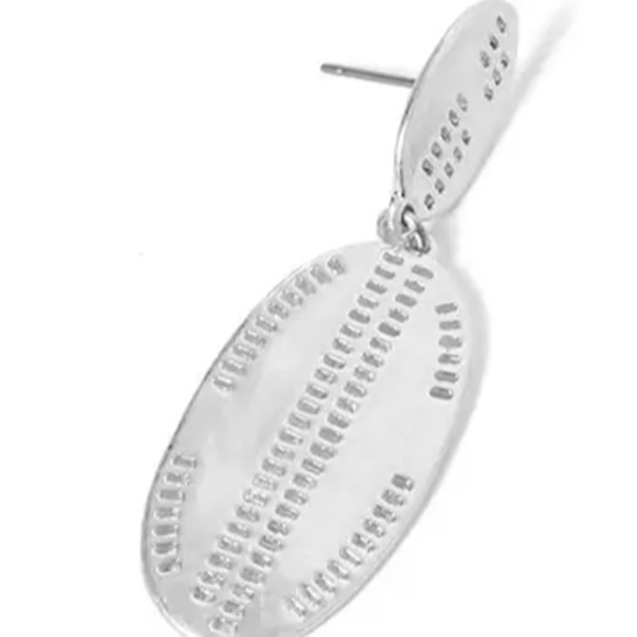 Silver Double Oval Dangle Statement Earrings - Picture 2 of 2